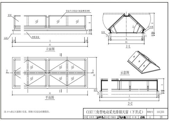 C1XT三角型電動采光排煙天窗 C1XT三角型電動采光排煙天窗